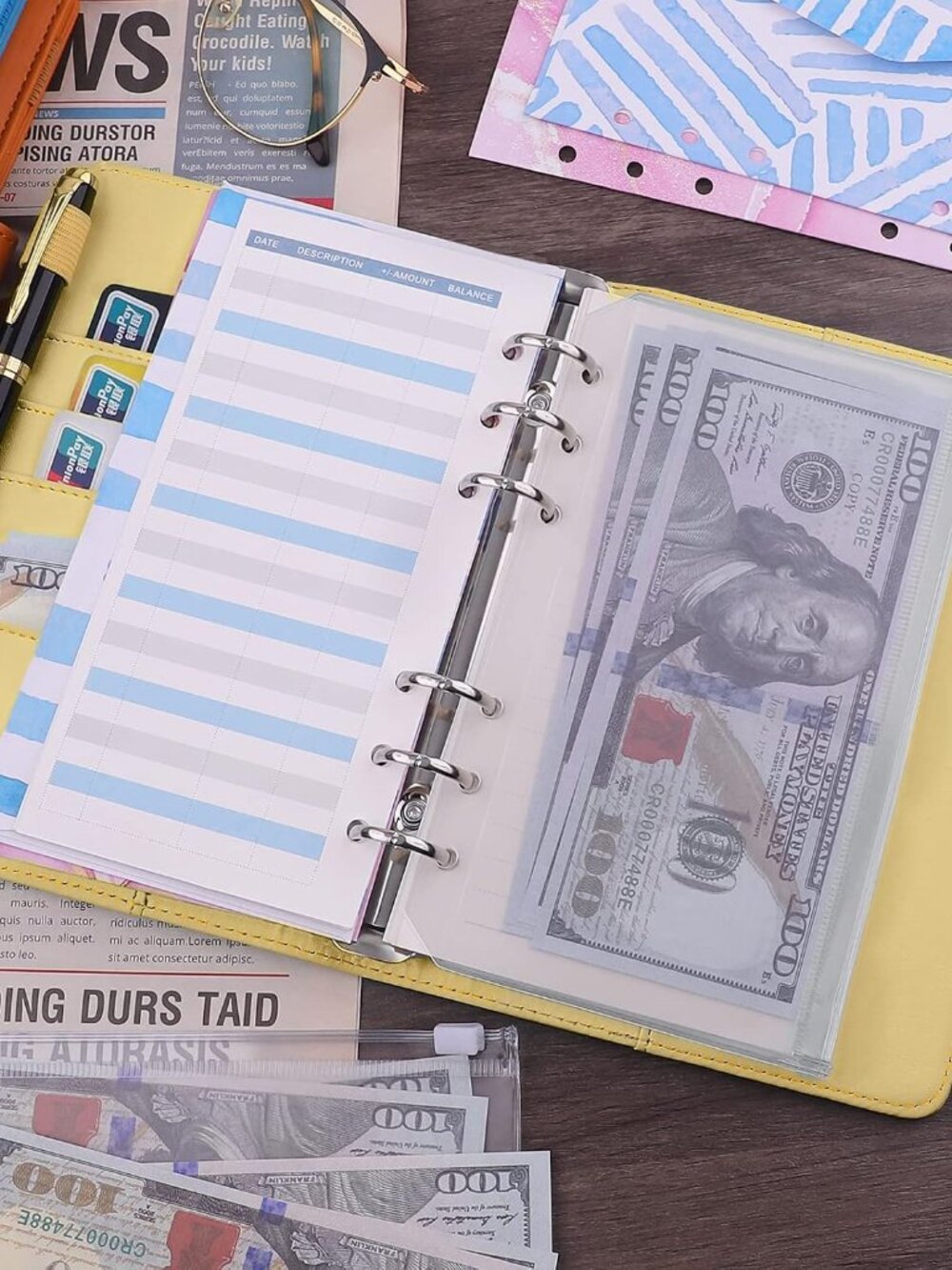 A6 Binder 6 Ring Refillable Notebook Planner Cover for A6 Refill Paper, PU Leath - Picture 3 of 6
